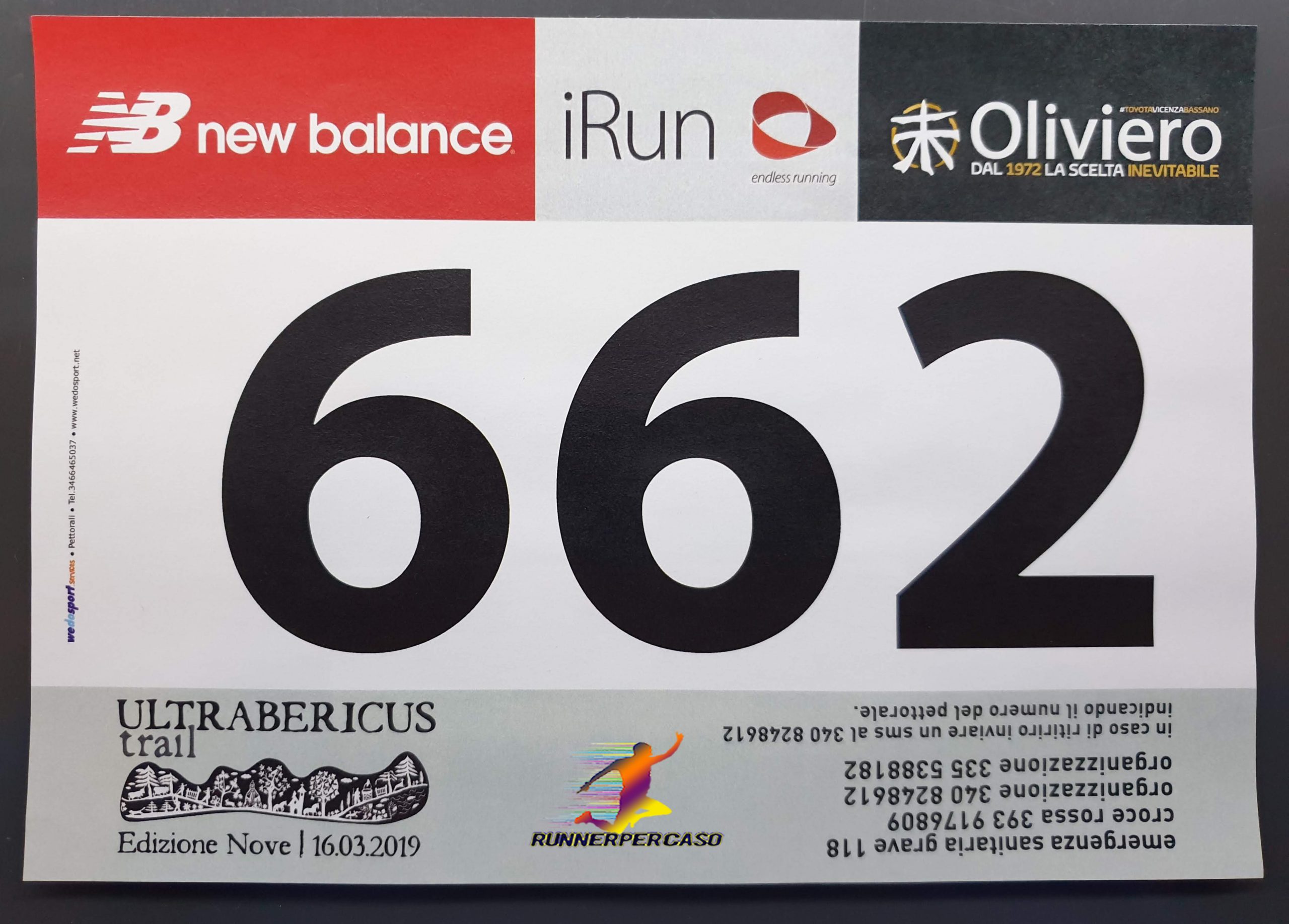 Runnerpercaso | Ultrabericus 2019 | Pettorale